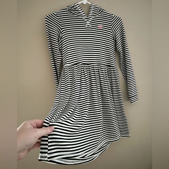 Billabong NWOT black white striped hooded dress girl’s size M - Picture 2 of 4